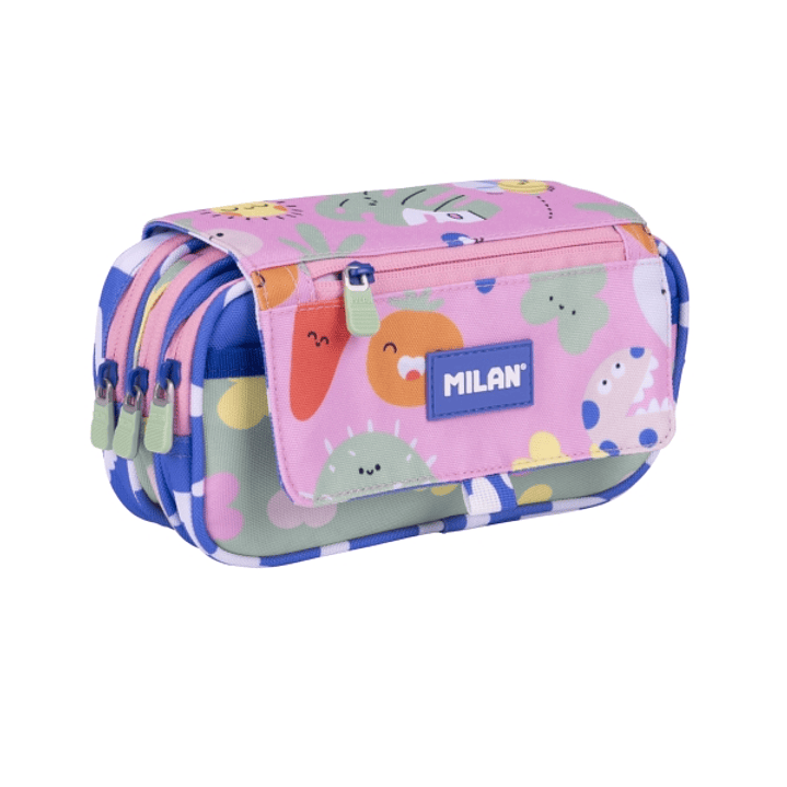 Milan Green and Grow Estuche Portatodo con Solapa - Cremallera - 4 Compartimentos - 13x24x10cm - Multicolor 1