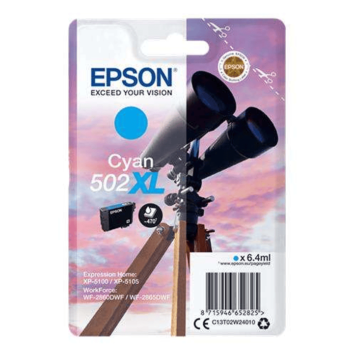 Epson 502XL Cyan Cartucho de Tinta Original - C13T02W24010 1