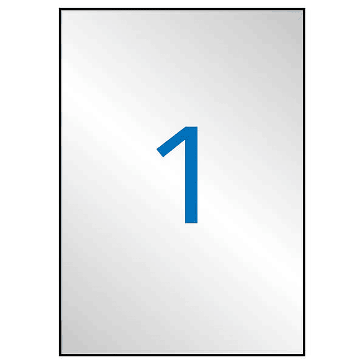 Apli Pack de 20 Etiquetas 210x 297mm - Adhesivo Permanente - Cantos Rectos - Color Plata 1
