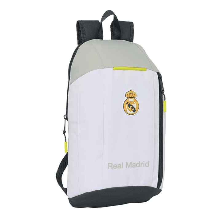 Safta Real Madrid Mochila Mini de 8.5L - Cremallera Vertical - Asas Regulables y Acolchadas - 22x39x10cm - Color Blanco y Negro 1