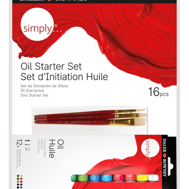Daler Rowney Simply Pack de 16 Piezas - Pinturas al Oleo - Set de Iniciacion - Colores Surtidos 1