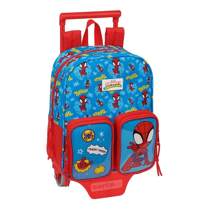 Safta Spidey Mochila con Carro - Tarjeta ID - Bolsillos Grandes - Mochila Extraible - Carro Resistente - Asa Superior - Medidas Abiertas - 6L - 220x10 1