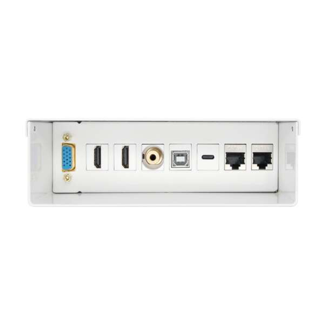 Aisens Caja de Conexiones VGA, Jack 3.5, 2x HDM, 1x USB-, 1x USB-B, 2x RJ45 Cat.6A STP - Color Blanco 1