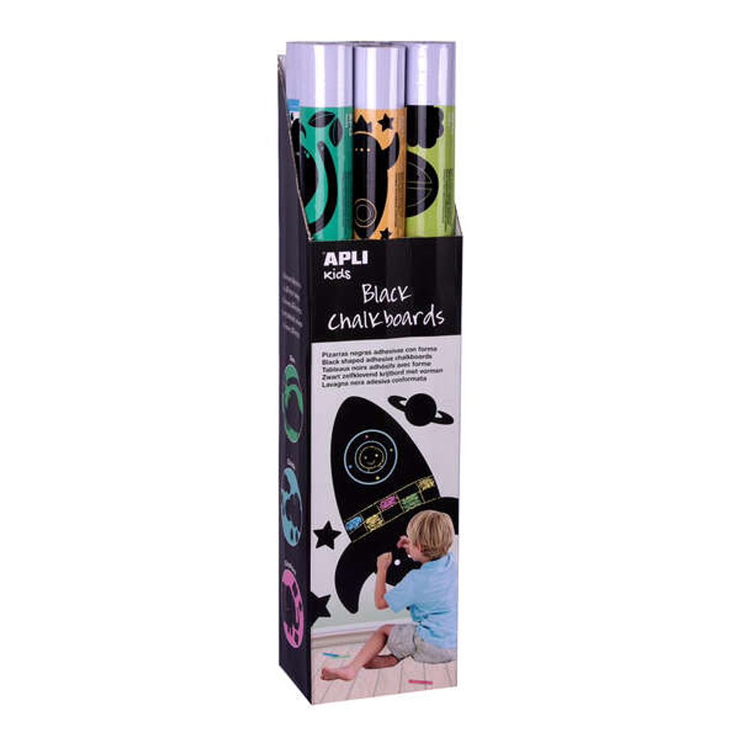 Apli Expositor Pizarras Negras y Adhesivas con Formas de Animales - Medida 100x60cm - 6 Modelos Diferentes - Adhesivo Removible - Recurso Didactico y  1