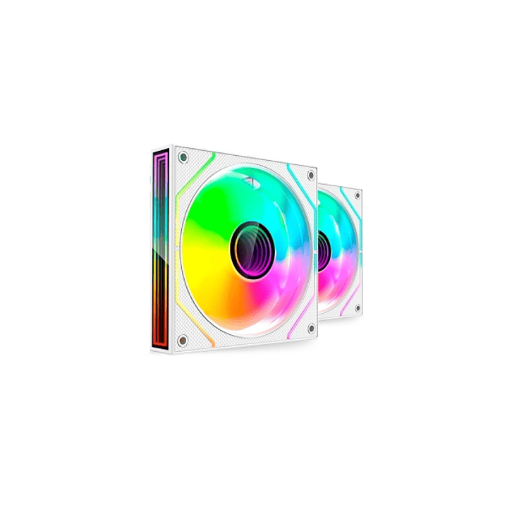 Mars Gaming MF-3DPROX2 Pack de 2 Ventiladores de 120mm - Iluminacion ARGB Infinity Mirror 360º - Silencioso 12dB - Control PWM - Color Blanco 1