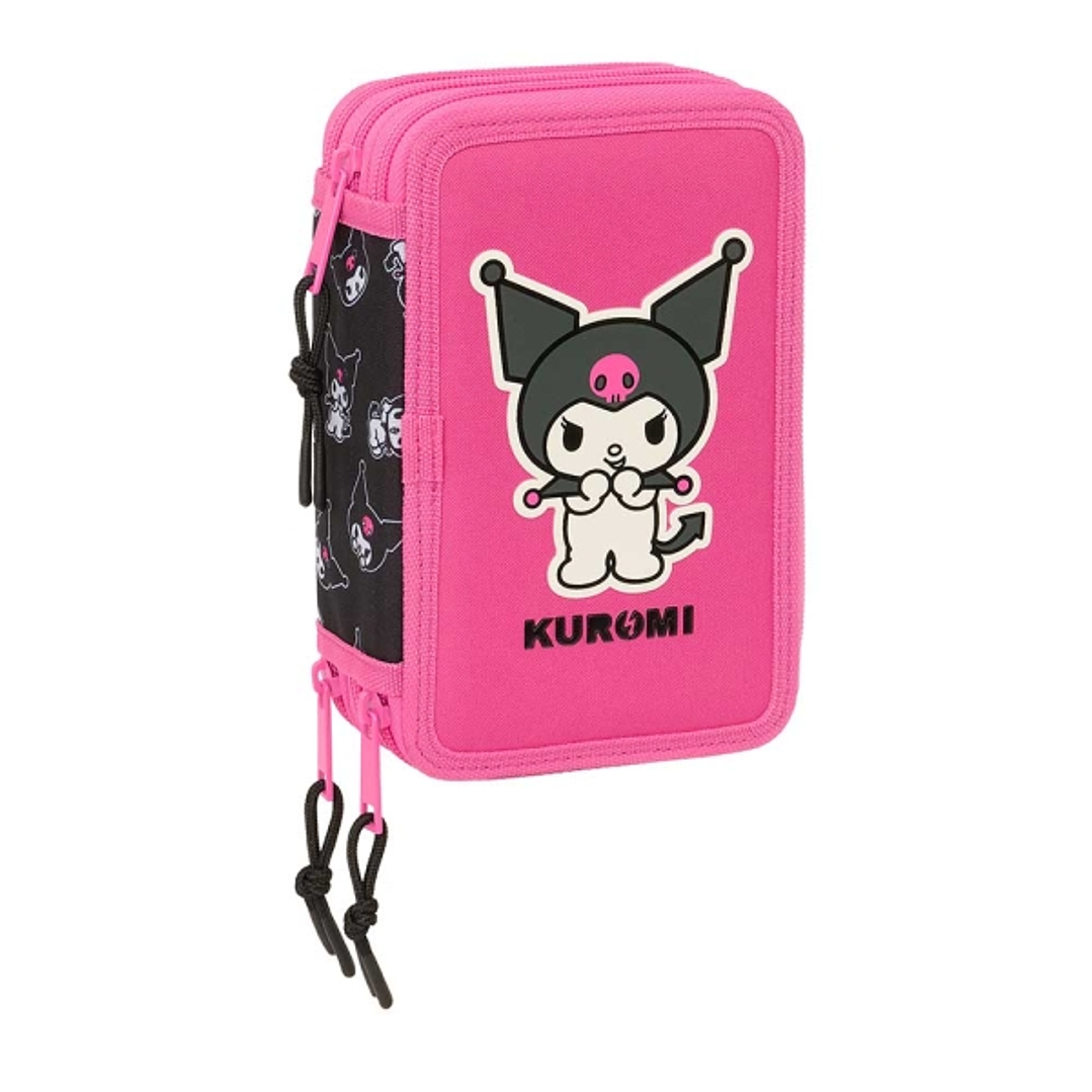 Safta Kuromi Plumier de 3 Pisos - 37 Piezas - 1.3L - Goma - Lapiz - Boligrafos - Sacapuntas - Reglas - 16 Colores - 14 Rotuladores - 125x55x195mm - Co 1