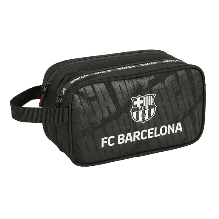 Safta F.C.Barcelona Neceser de 5L - 2 Compartimentos con Cremallera - Asa Lateral - Adapatable a Carro - 260x125x150mm - Color Negro 1