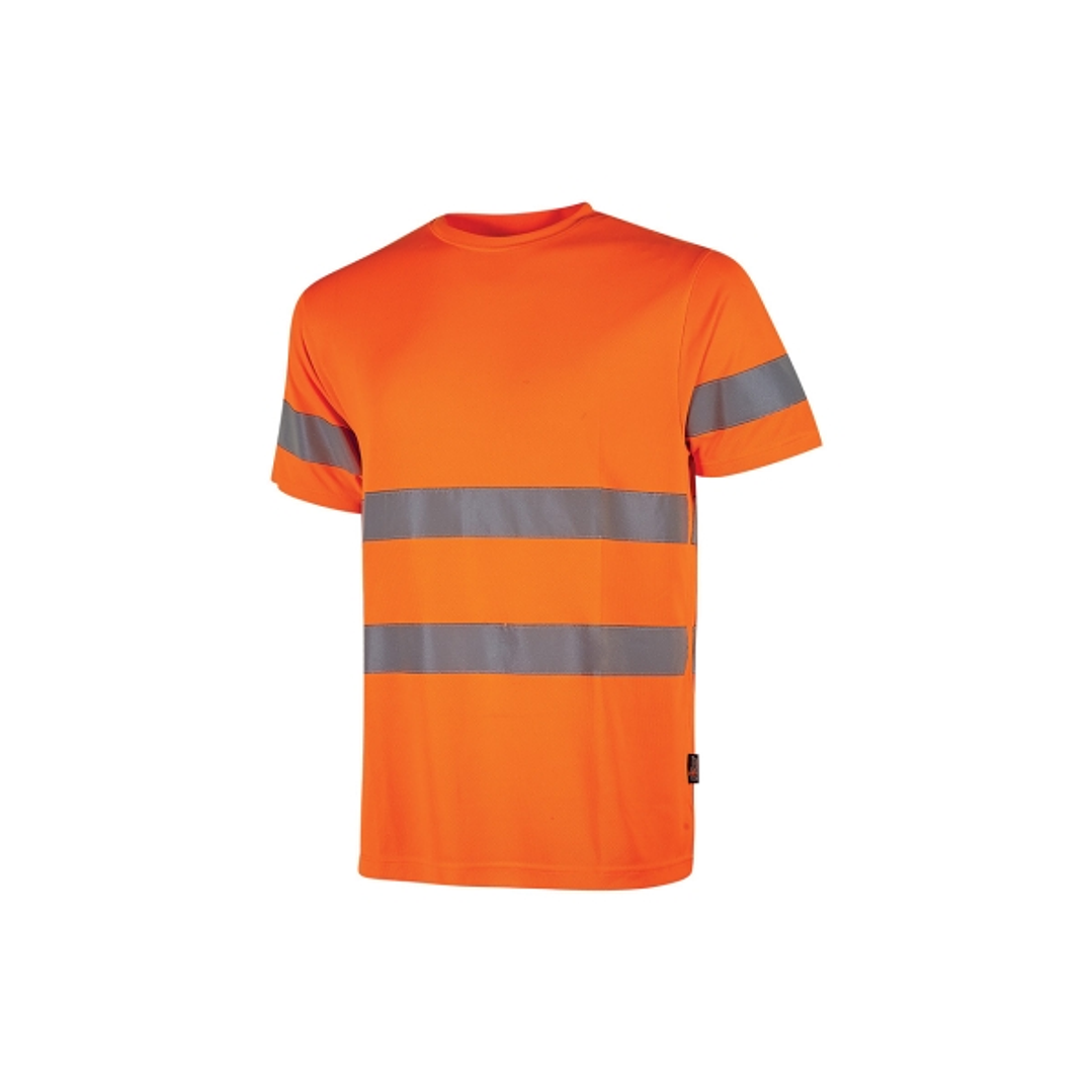 Upower Mizar Camiseta de Trabajo Alta Visibilidad - Talla L - Bandas Reflectantes, Tejido Transpirable Nido de Abeja, Cinta Antisudor, Durabilidad Has 1