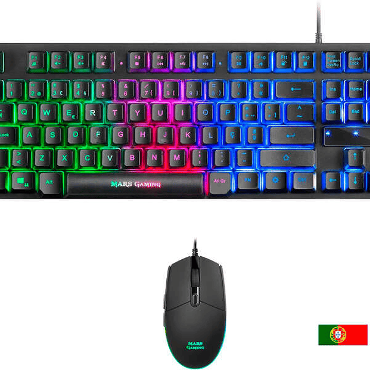 Mars Gaming Combo Gaming MCPTKL - Teclado TKL y Raton Ligero - Iluminacion RGB Breathing & Flow - Tecnologia H-Mech - Hasta 3200 DPI - Switches Mecani 1
