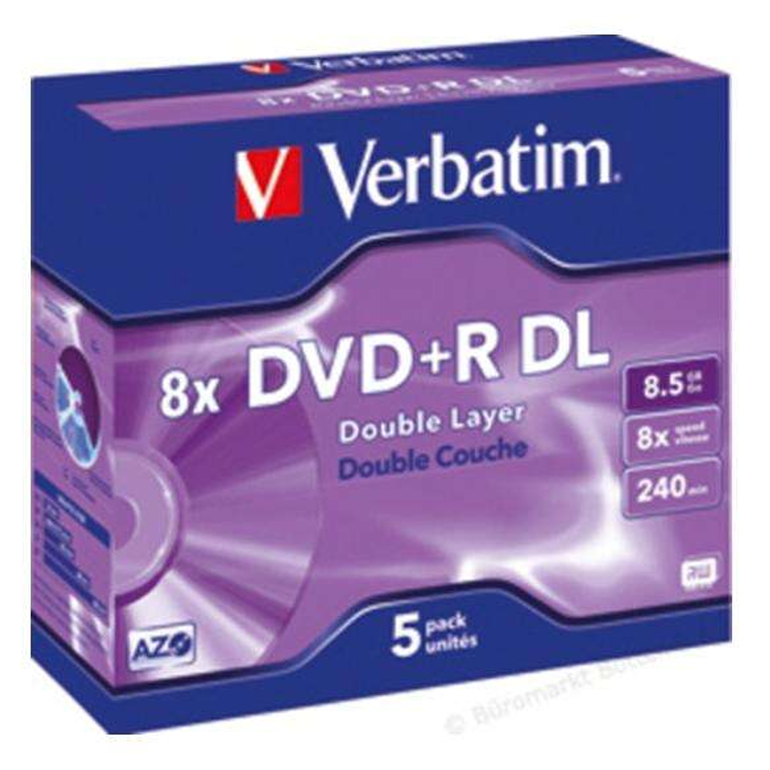Verbatim DVD+R Doble Capa 8x 8.5GB Caja (Pack 5 Uds) 1