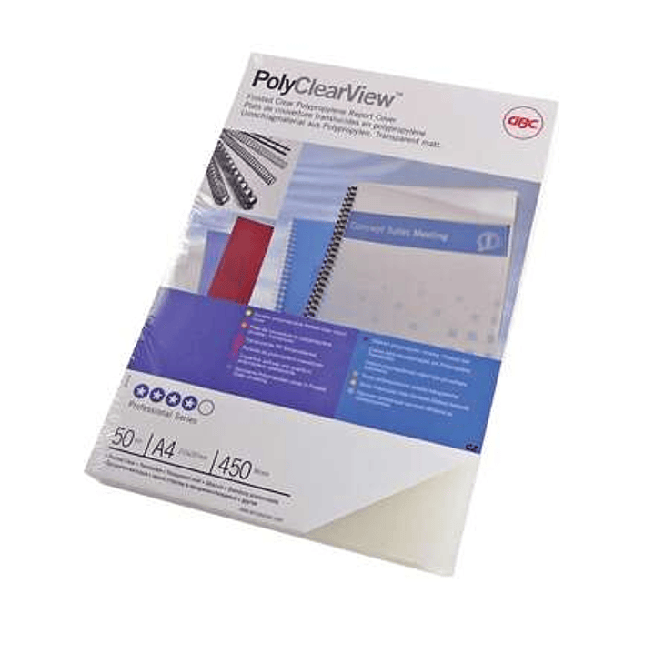 GBC PolyClearView Pack de 100 Portadas de Encuadernar A4 - 300 Micras - Color Transparente Mate 1