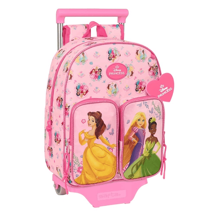 Safta Princesas Disney Mochila con Carro - Bolsillos Laterales - Hombreras Acolchadas - Bolsillo Frontal - Asa Superior - Mochila Extraible - Material 1