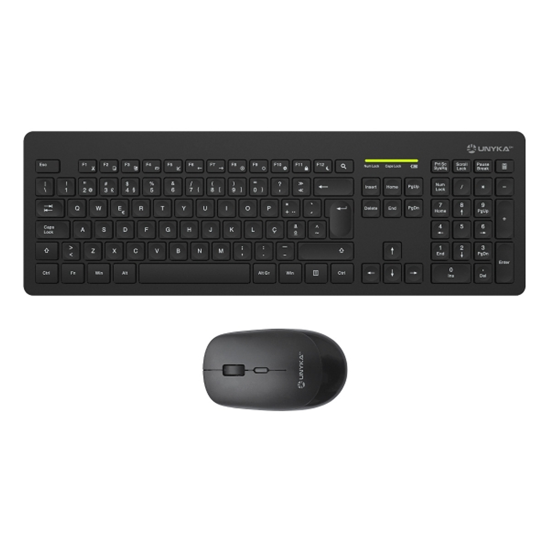 Unykach MK212 Pro Slim Wireless Pack de Teclado Inalambrico Slim 108 Teclas de Membrana + Raton Inalambrico 1600dpi, 3 Botones, Uso Ambidiestro - Idio 1