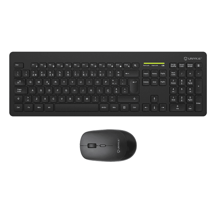 Unykach MK212 Pro Slim Wireless Pack de Teclado Inalambrico Slim 108 Teclas de Membrana + Raton Inalambrico 1600dpi, 3 Botones, Uso Ambidiestro - Idio 1