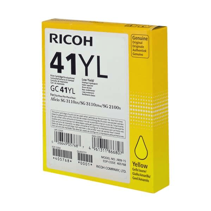 Ricoh GC41YL Amarillo Cartucho de Gel Original - 405768 1