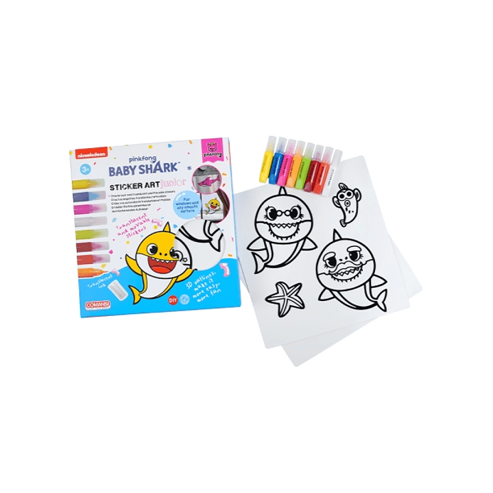 Comansi Sticker Art Junior Baby Shark - Pegatinas Creativas para Ventanas  - Manualidades Infantiles - Surtido Temático 1