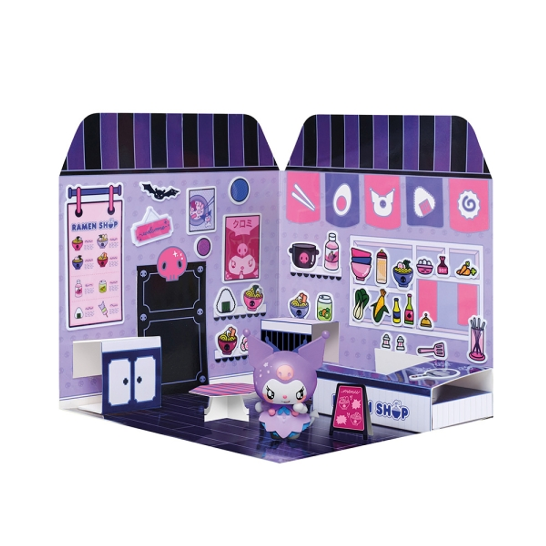 Comansi Sticker House Kuromi Ramen Shop - Incluye Figura - Stickers Lavables -  Escenario Adorable - Juego Creativo 1