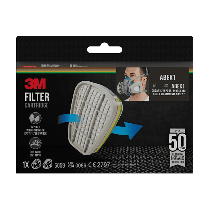 3M Filtros de Repuesto para Mascara de Media Cara - Filtros Combinados ABEK1 - 1 Par - Color Gris 1