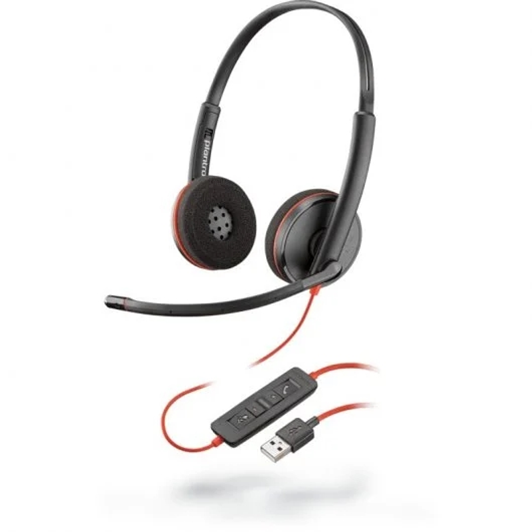 Plantronics/Poly Blackwire C3220 USB-A Auriculares con Microfono - Almohadillas Acolchadas - Controles en Cable - Color Negro 1