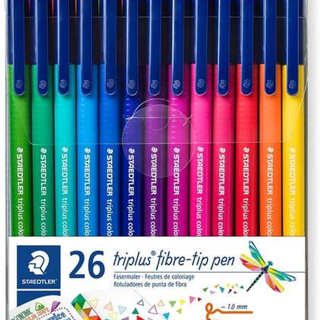 Staedtler Triplus Color 323 Pack de 26 Rotuladores de Punta Fina - Trazo 1mm Aprox - Tinta Base de Agua - Colores Surtidos 1