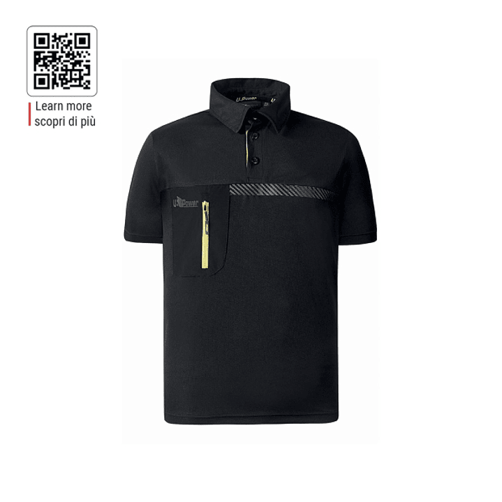 Upower Libra Polo Hombre Termorregulador - Talla L - Tecnologia HeiQ Smart Temp, Antimicrobiano HeiQ Pure, Bolsillo con Cremallera, Banda Reflectante, 1