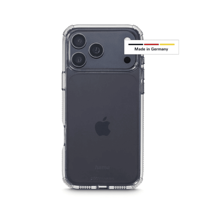 Hama Extreme Protect Funda para iPhone 17 Pro Max - Antideslizante - Policarbonato - Proteccion D3O - Bordes Elevados - Color Transparente 1