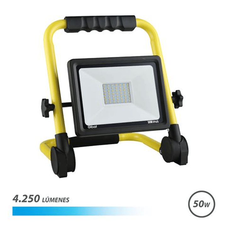 Elbat Foco LED con Soporte Plegable 50W - 4250 Lumenes - 6500K Luz Fria - Cable de 1.50m - IP65 para Uso en Exterior 1