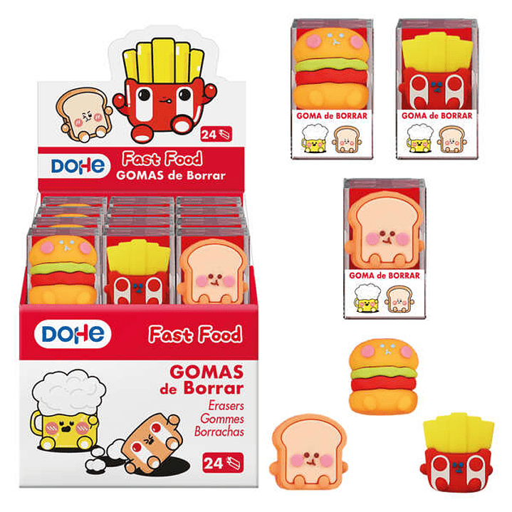 Dohe Expositor de 24 Gomas de Borrar - Fabricadas en PVC - Con Forma de Alimentos 1