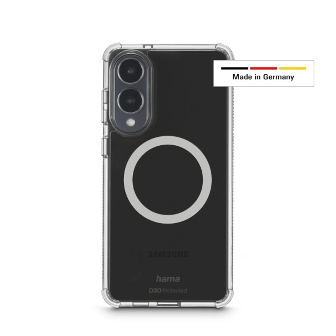 Hama Extreme Protect Funda para Samsung Galaxy S25 Edge - Magnetico - Antideslizante - Policarbonato - Proteccion D3O - Bordes Elevados - Color Transp 1