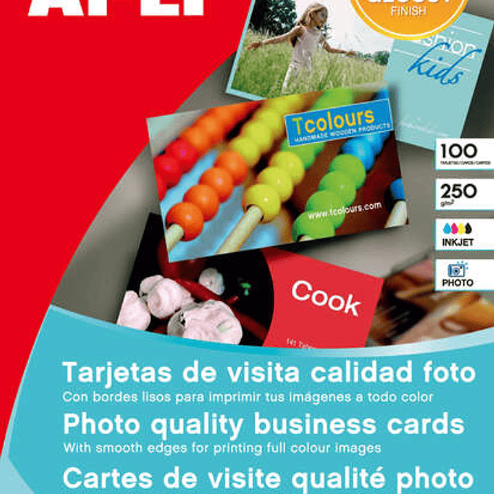 Apli Tarjetas de Visita Cantos Rectos Brillante 250g 10 Hojas 1