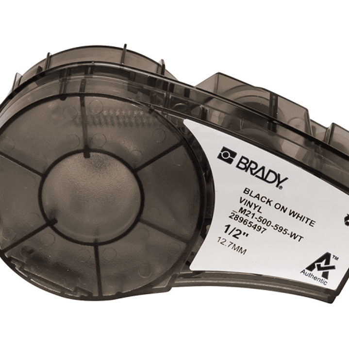 Brady M21-500-595-WT Cinta de Etiquetas Original Vinilo - Texto Negro sobre Fondo Blanco - Ancho 12,70mm x 6,40m 1