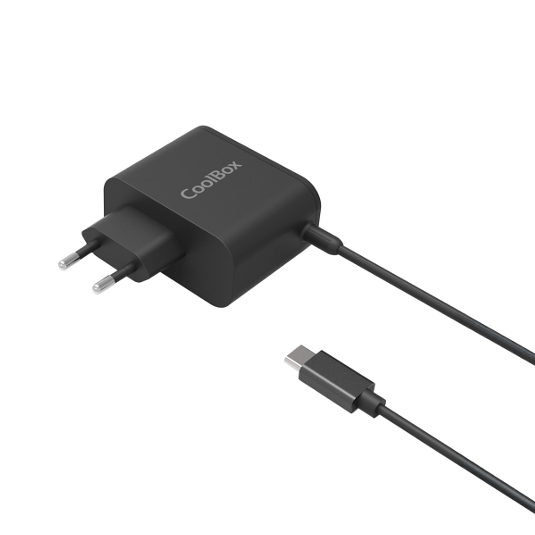 Coolbox Cargador Universal para Portatil 65W USB-C - Compatible con QC3.0 - Tecnología GaN - Cable de 1.20m 1