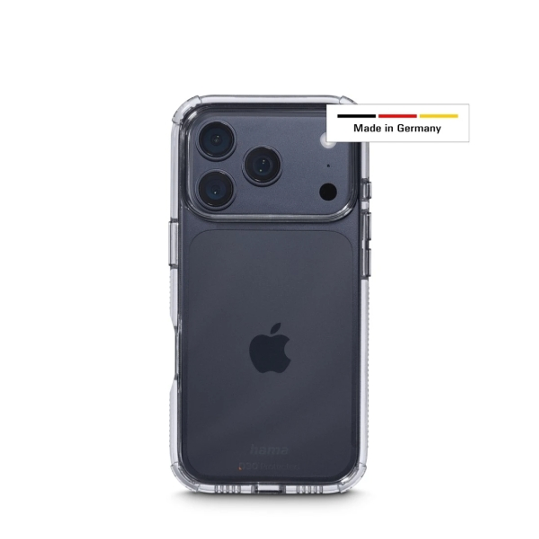 Hama Extreme Protect Funda para iPhone 17 Pro - Antideslizante - Policarbonato - Proteccion D3O - Bordes Elevados - Color Transparente 1