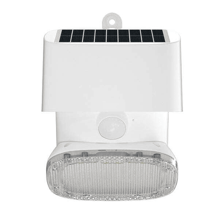 Elbat Foco Solar 2000LM - Luz Fria 6000K - Regulacion Vertical y Horizontal - Panel Solar 1W - IP65 - Color Blanco 1
