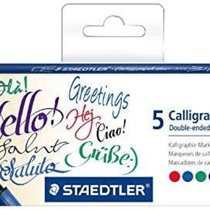 Staedtler 3002 Pack de 5 Rotuladores de Doble Punta para Caligrafia - Tinta Base de Agua - Colores Surtidos 1