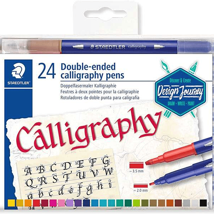 Staedtler 3005 Pack de 24 Rotuladores de Doble Punta para Caligrafia - Colores Surtidos 1