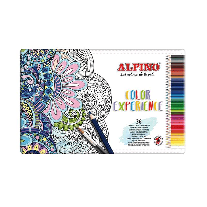Alpino Color Experience Pack de 36 Lapices Acuarelables - Mina de 3,3mm Resistente y Acuarelable - Ideal para Difuminar y Colorear - Colores Surtidos 1