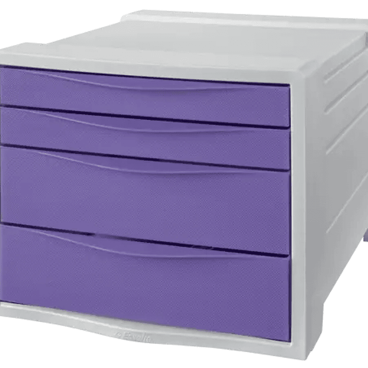 Esselte Colour'Breeze Buc de 4 Cajones - 2 Medidas de Cajon - Deslizamiento Suave - Base con Goma Antideslizante - Color Gris/Lavanda 1
