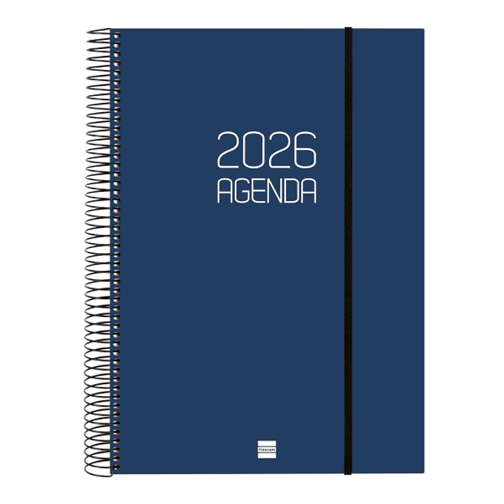 Finocam Opaque Agenda de Espiral en Catalan - Anual 2026 - Tapa Ligera - Cierre con Goma Elastica - Formato E40 - 230x29x297mm - 1 Dia por Pagina - Co 1