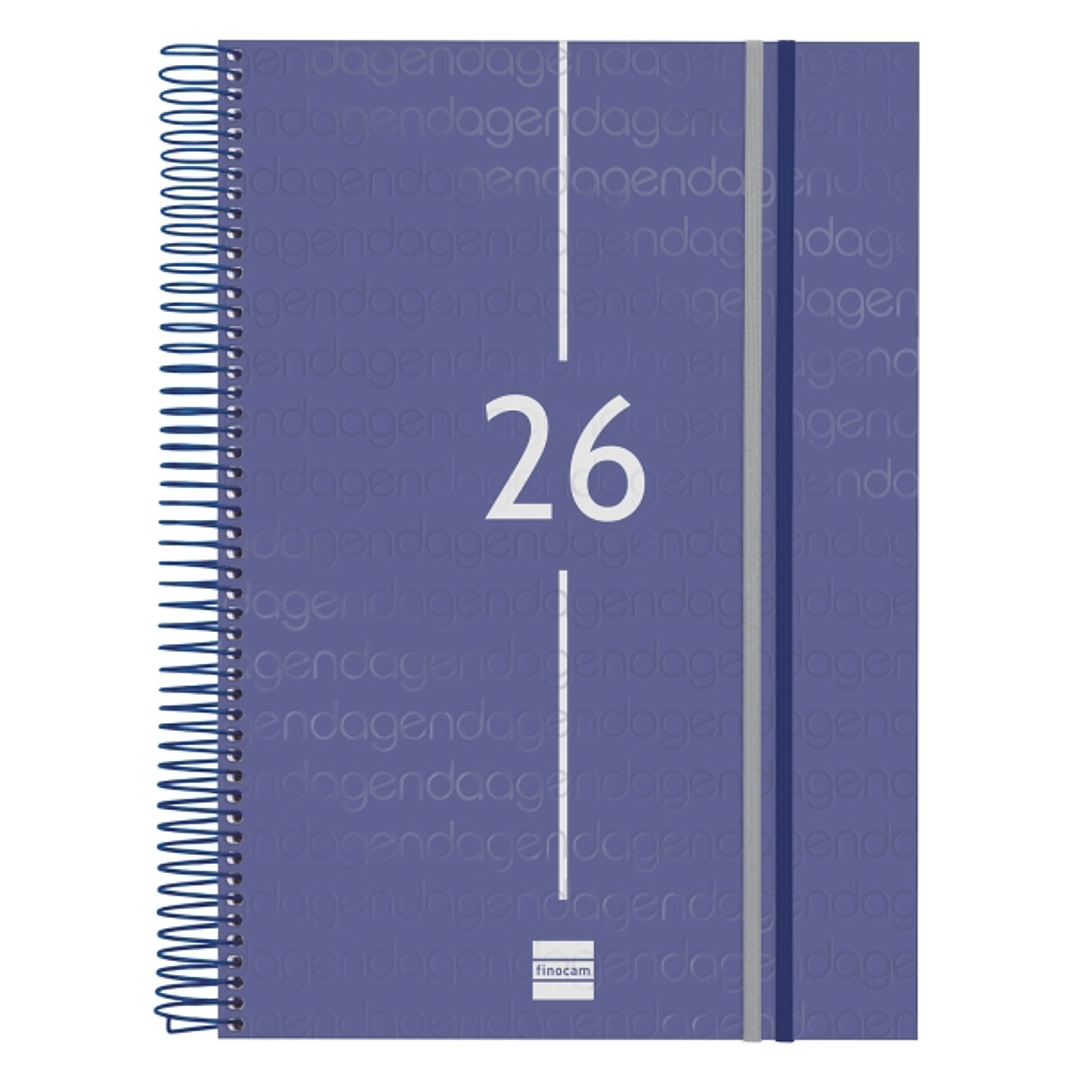 Finocam Year Agenda de Espiral en Catalan - Anual 2026 - Tapa Ligera - Formato E40 - 230x29x297mm - 1 Dia por Pagina - Color Azul 1