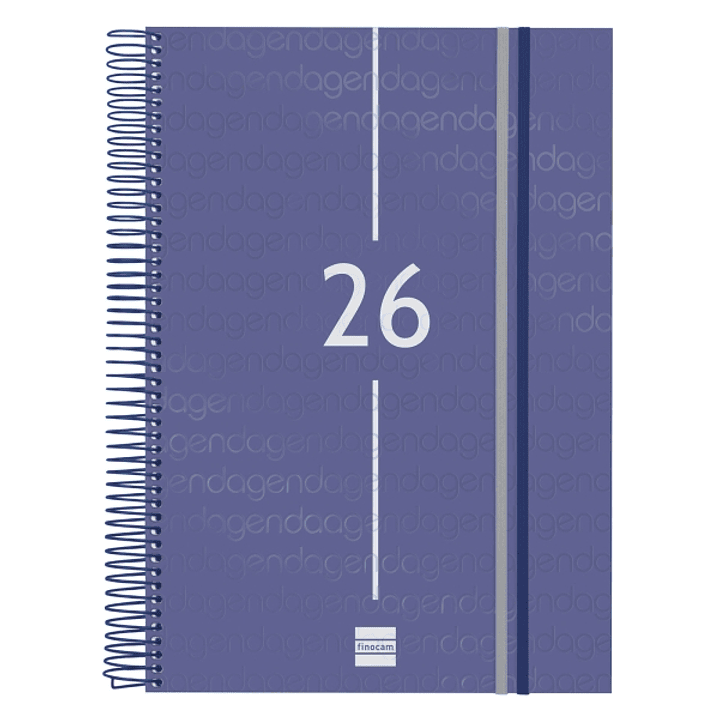 Finocam Year Agenda de Espiral - Anual 2026 - Tapa Ligera - Formato E40 - 230x29x297mm - 1 Dia por Pagina - Color Azul 1