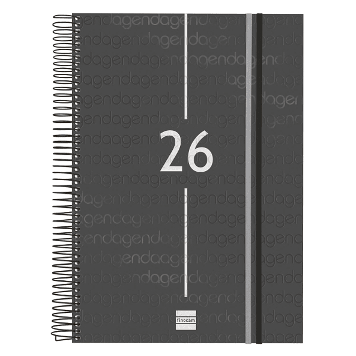 Finocam Year Agenda de Espiral - Tapa Ligera - Formato E40 - 230x29x297mm - 1 Dia por Pagina - Color Negro 1