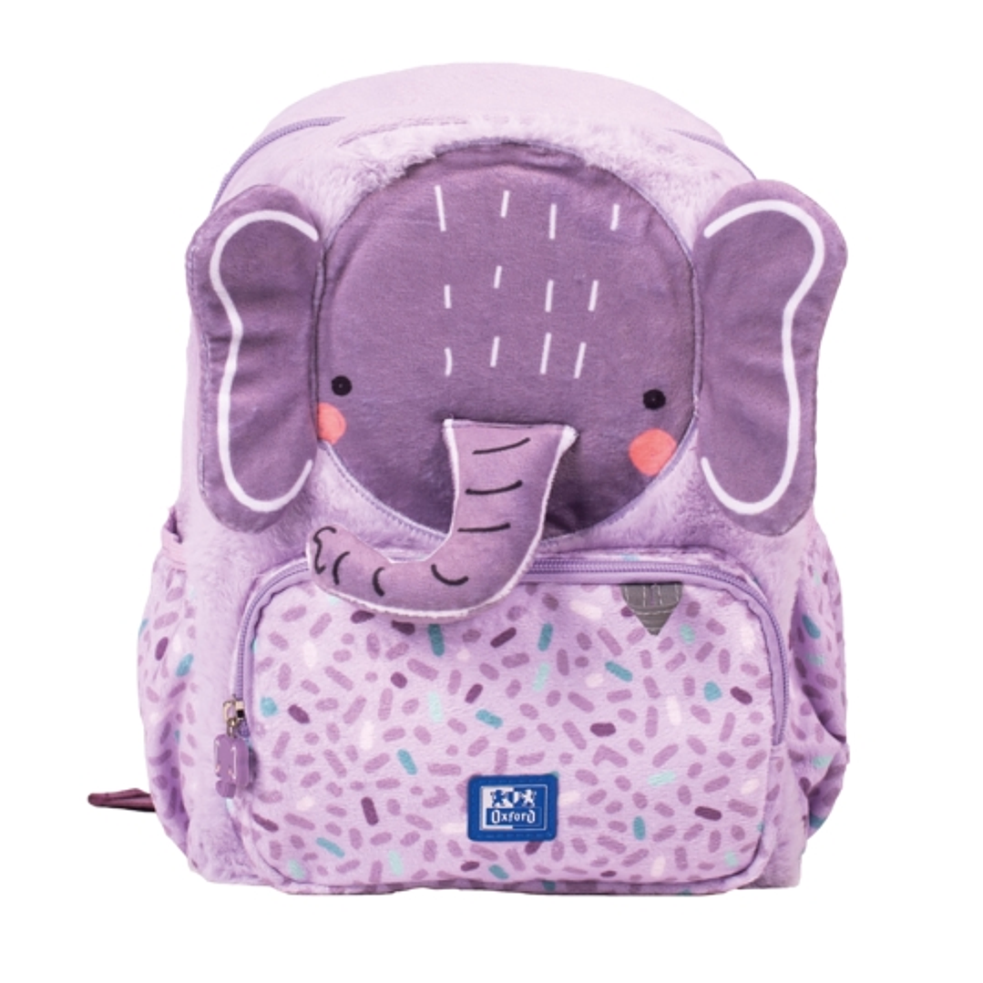 Oxford Kids Mochila Infantil 8.5L Tacto Suave Peluche - Diseño de Ellie Elefante - Ideal para Niños Pequeños - Espaciosa y Comoda - Colores Surtidos 1