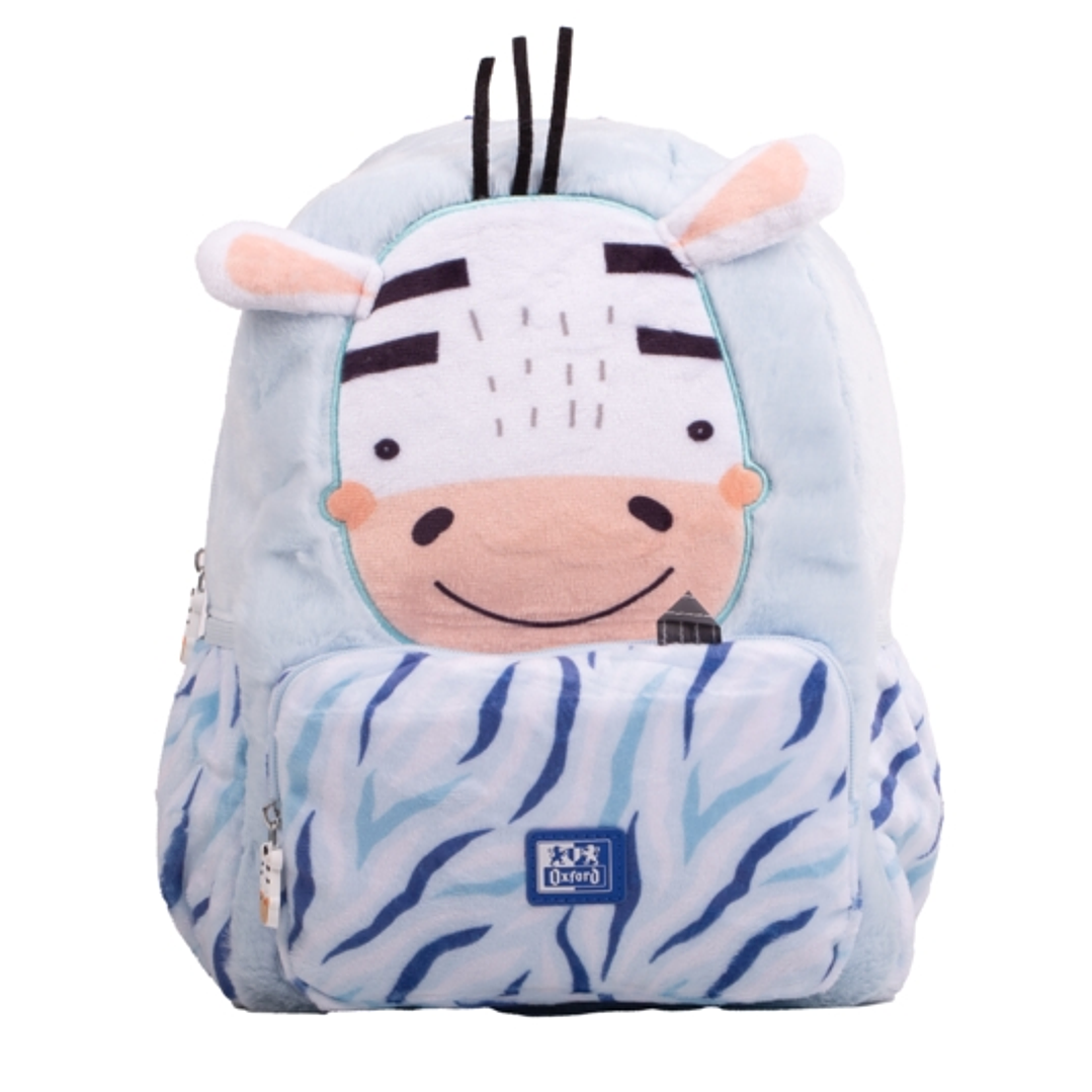 Oxford Kids Mochila Infantil 8.5L Tacto Suave Peluche Surtido Zoe Cebra - Diseño Divertido de Cebra - Tacto Suave de Peluche - Capacidad de 8.5L - Ide 1