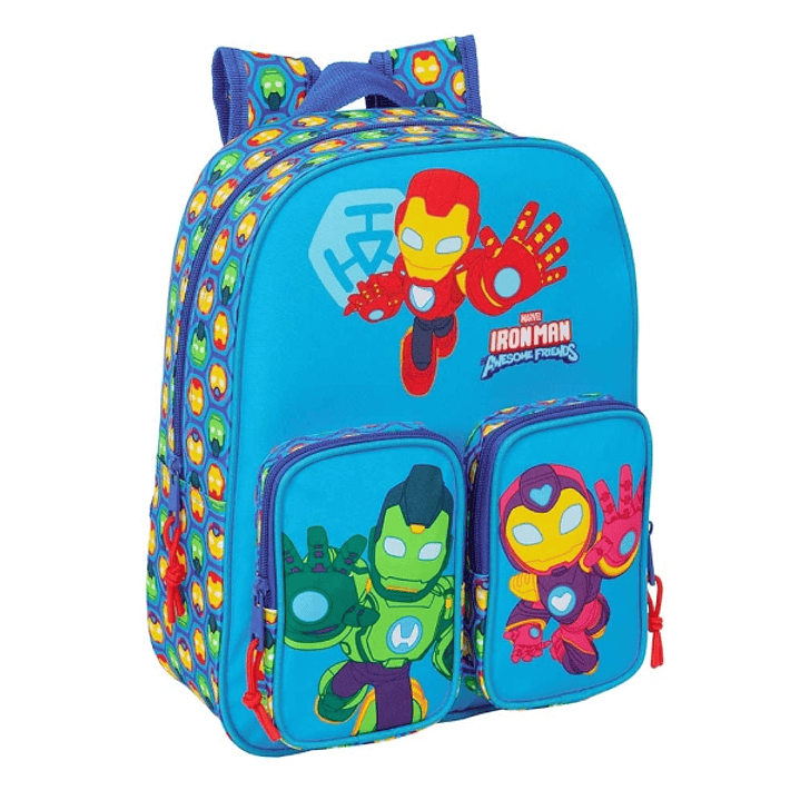 Safta Iron Man Mochila Infantil - Adaptable a Carro - Portabotellas - Hombreras Ergonomicas - Bolsillo Frontal - Asa Superior - 10L - 260x110x340mm -  1
