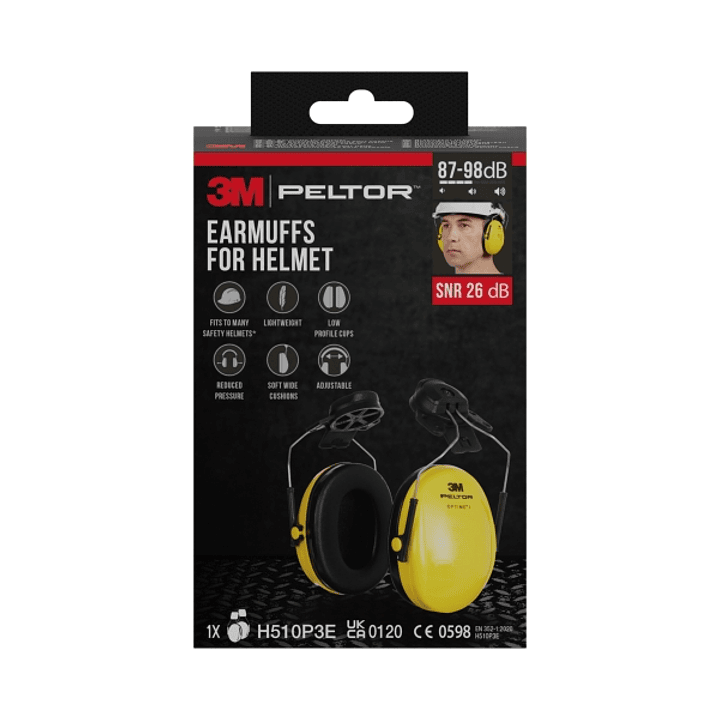 3M Peltor Optime Orejeras Auditivas para Casco - SNR 26dB - Amarillo - Peso Ligero - Ajustable - Color Amarillo 1