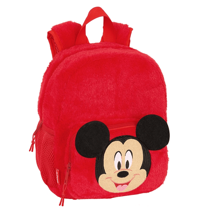 Safta Mickey Mouse Mochila Guarderia de Peluche - Textura Suave - Tarjeta de Identificacion - Asa de Mano Superior - 6L - 220x100x270mm - Color Rojo 1