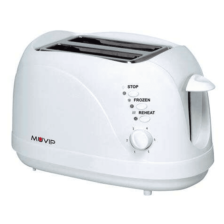Muvip Tostadora de Pan 750W - Capacidad para 2 Rebanadas - 6 Niveles de Tostado - Funcion Calentar, Descongelacion y Recalentar - Parada Automatica y  1