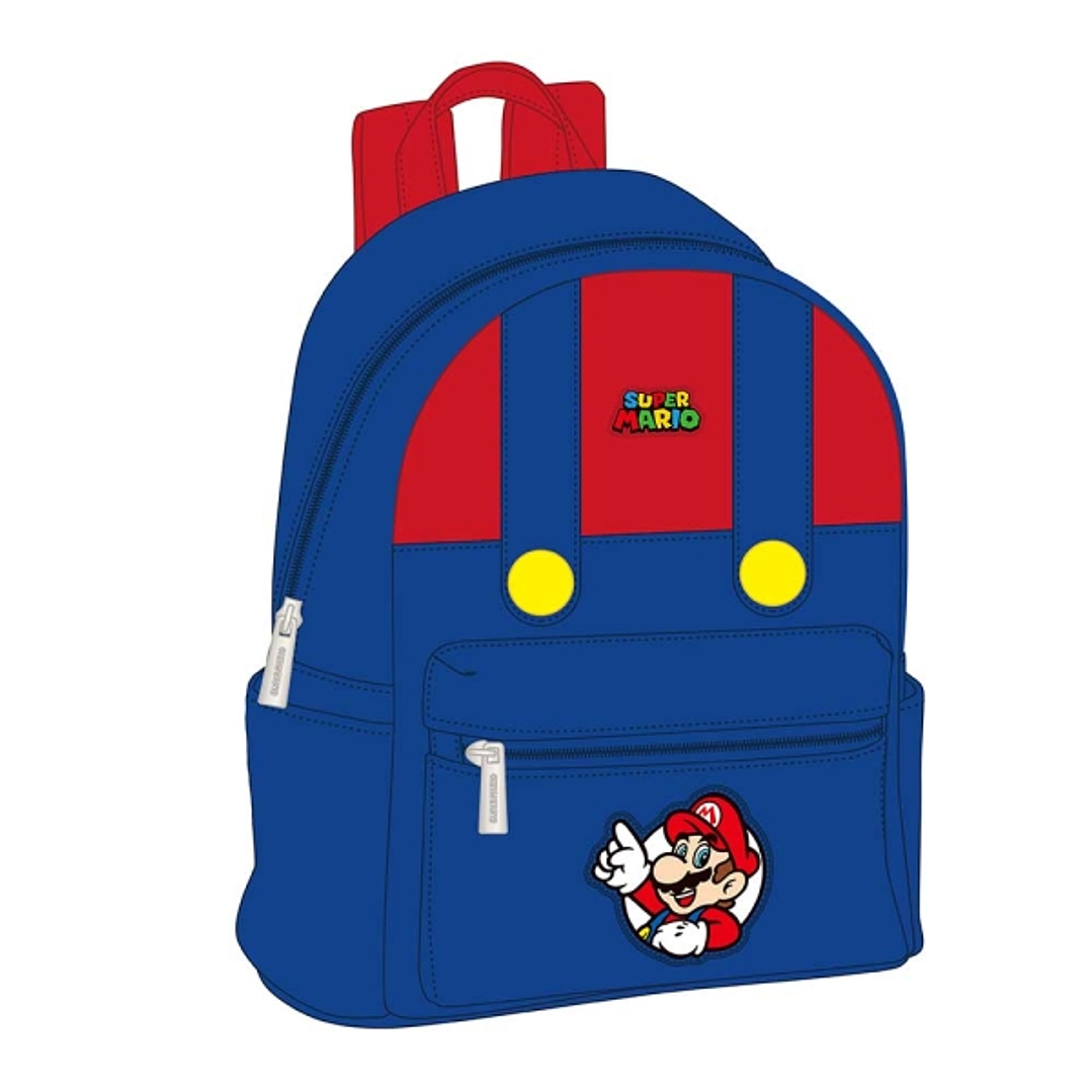 Safta Super Mario Mini Mochila - Bolsillo Frontal - Interior Forrado - Hombreras Ajustables - Asa Superior - 9L - 240x120x280mm - Color Rojo y Azul 1