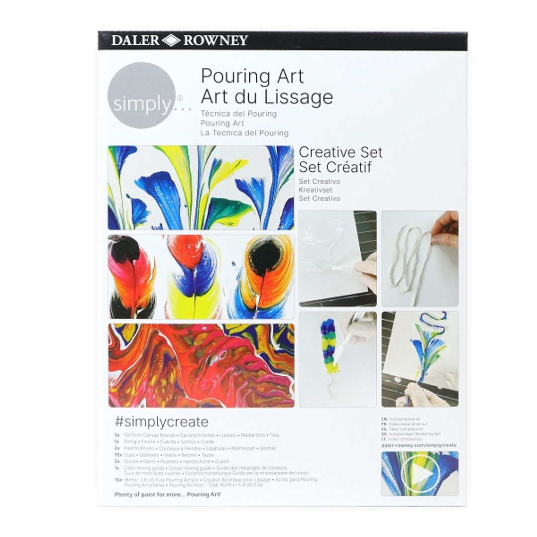 Daler Rowney Simply Creative Pack de Pintura Acrilica - Tecnica de Pouring - Caja de Carton - Colores Surtidos 1